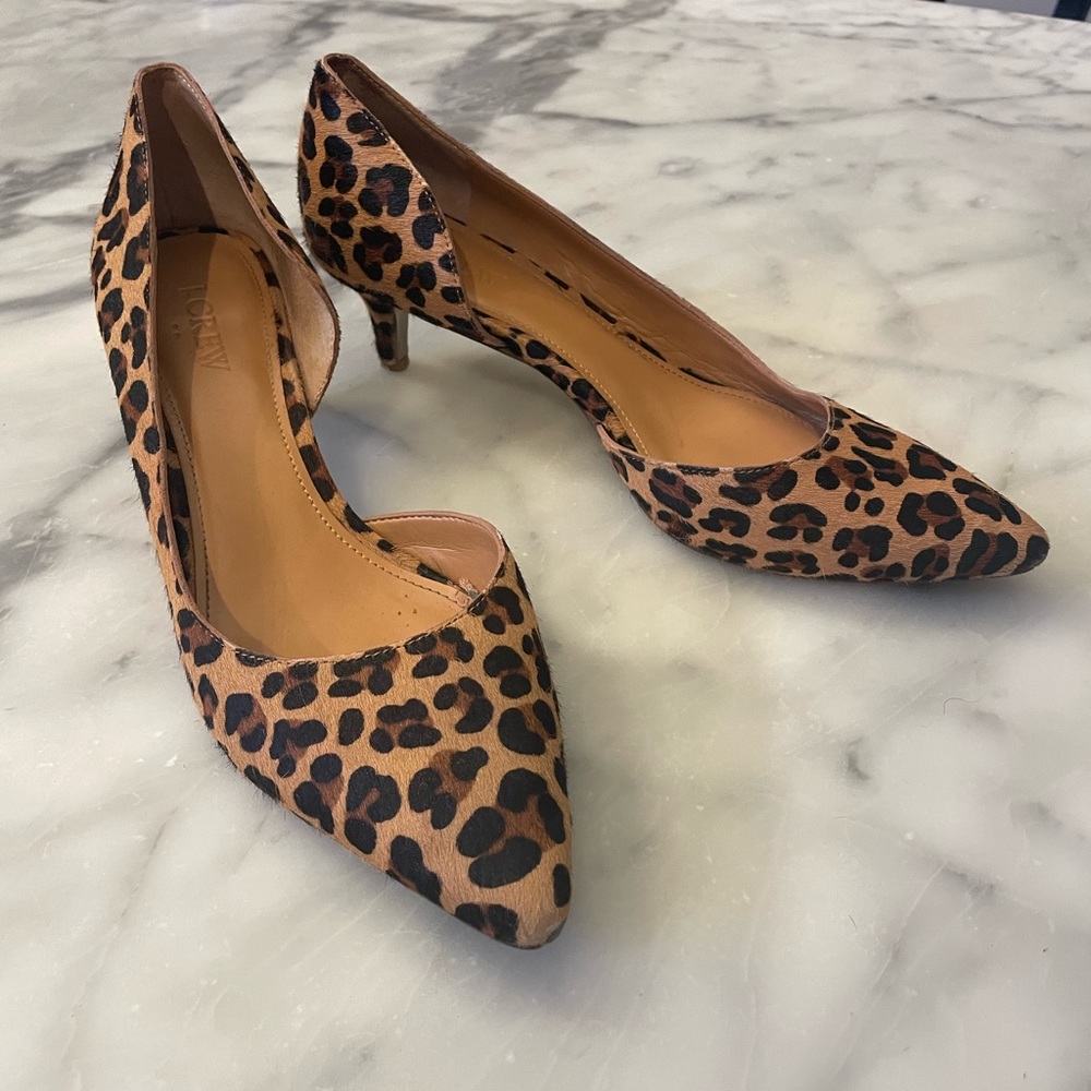 J. Crew Calf Hair Leopard D’Orsay Heels